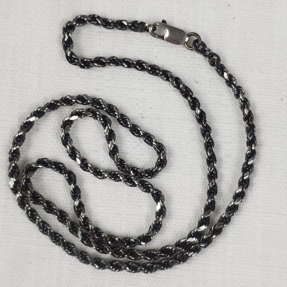 Vintage Sterling Silver 925 Rope Chain Necklace Lobster Claw Clasp 20'